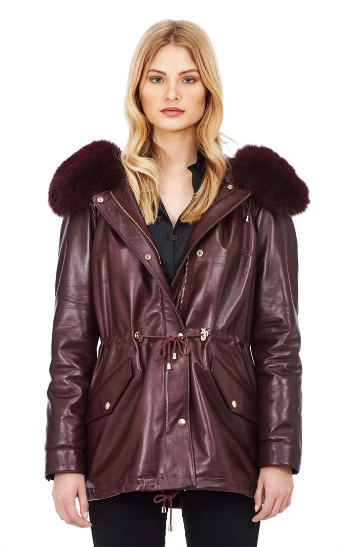 Leather Parka Coat
